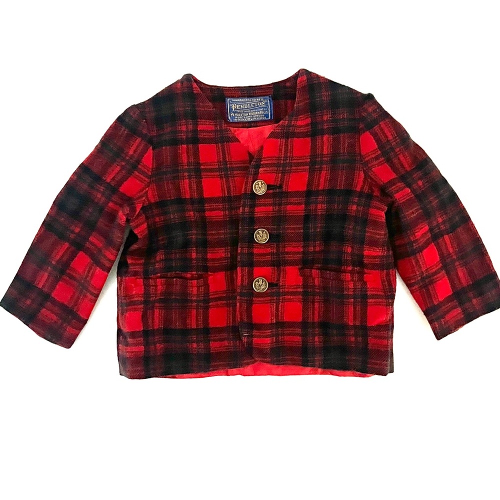 Vintage Pendleton Red Plaid Baby / Toddler Holiday Wool Jacket